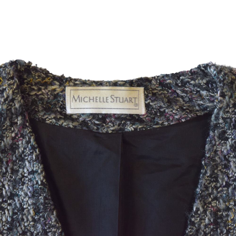Vintage Michelle Stuart Cropped Tweed Blazer with Gold Buttons - Size 10 - Picture 2 of 4